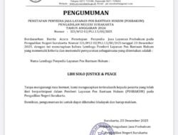 LBH Solo Justice & Peace Hadir di PN Surakarta, Layani Bantuan Hukum Gratis 2026