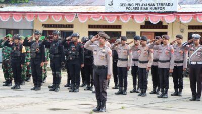 Polres Biak Numfor Gelar Apel Kesiapan Pengamanan dan Doa Lintas Agama Sambut Tahun Baru 2026