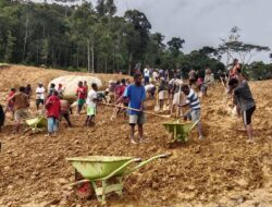 Puluhan Mahasiswa Turun Langung Bangun Lapangan Terbang Perintis Wompoli Kabupaten Yalimo